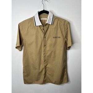 Helmut Lang Logo-Print Cotton Button-Up Shirt Beige Men’s XS $444